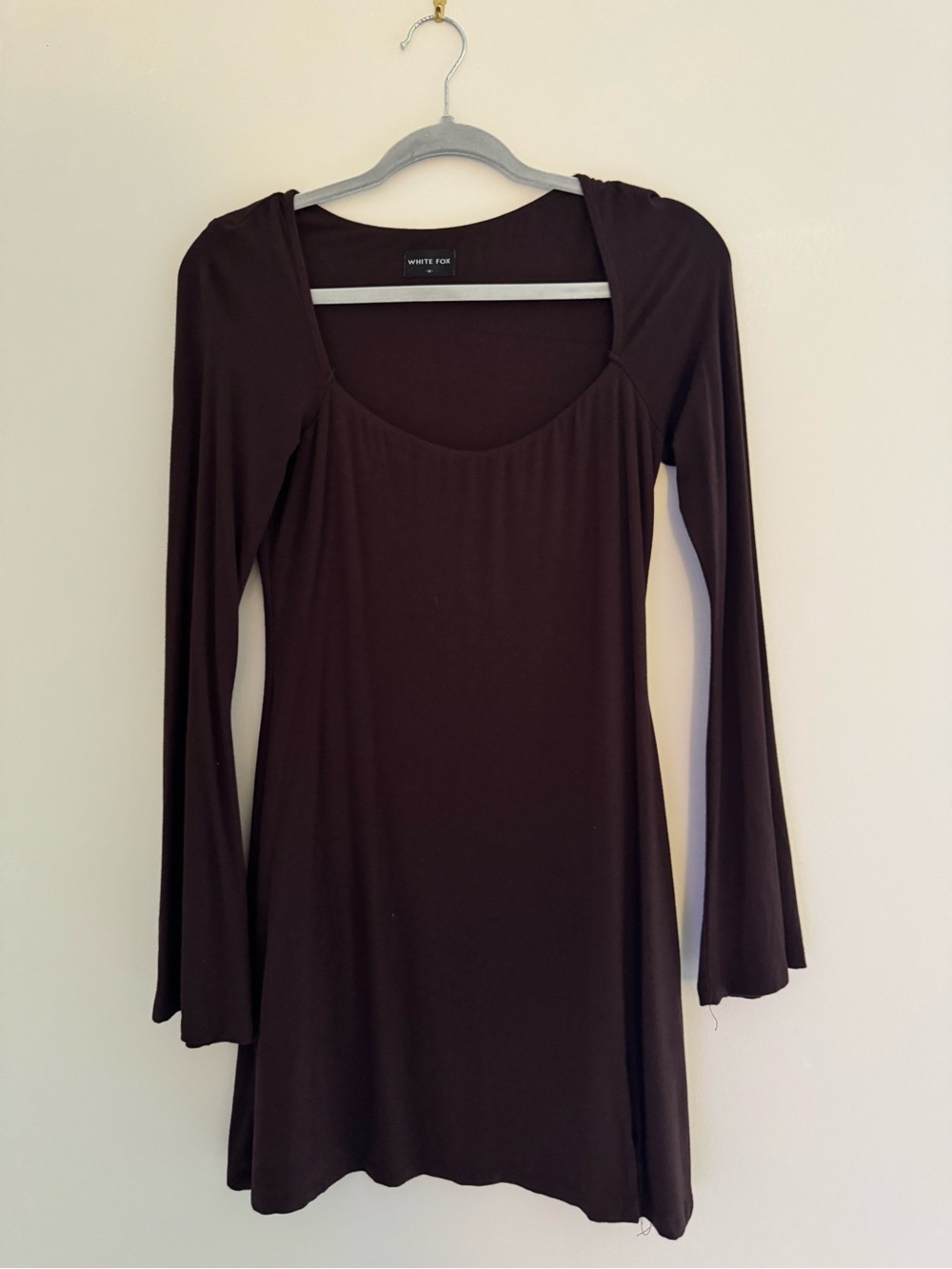 White Fox Brown Long Sleeve Mini Dress | Espresso • Date Night • Cocktail